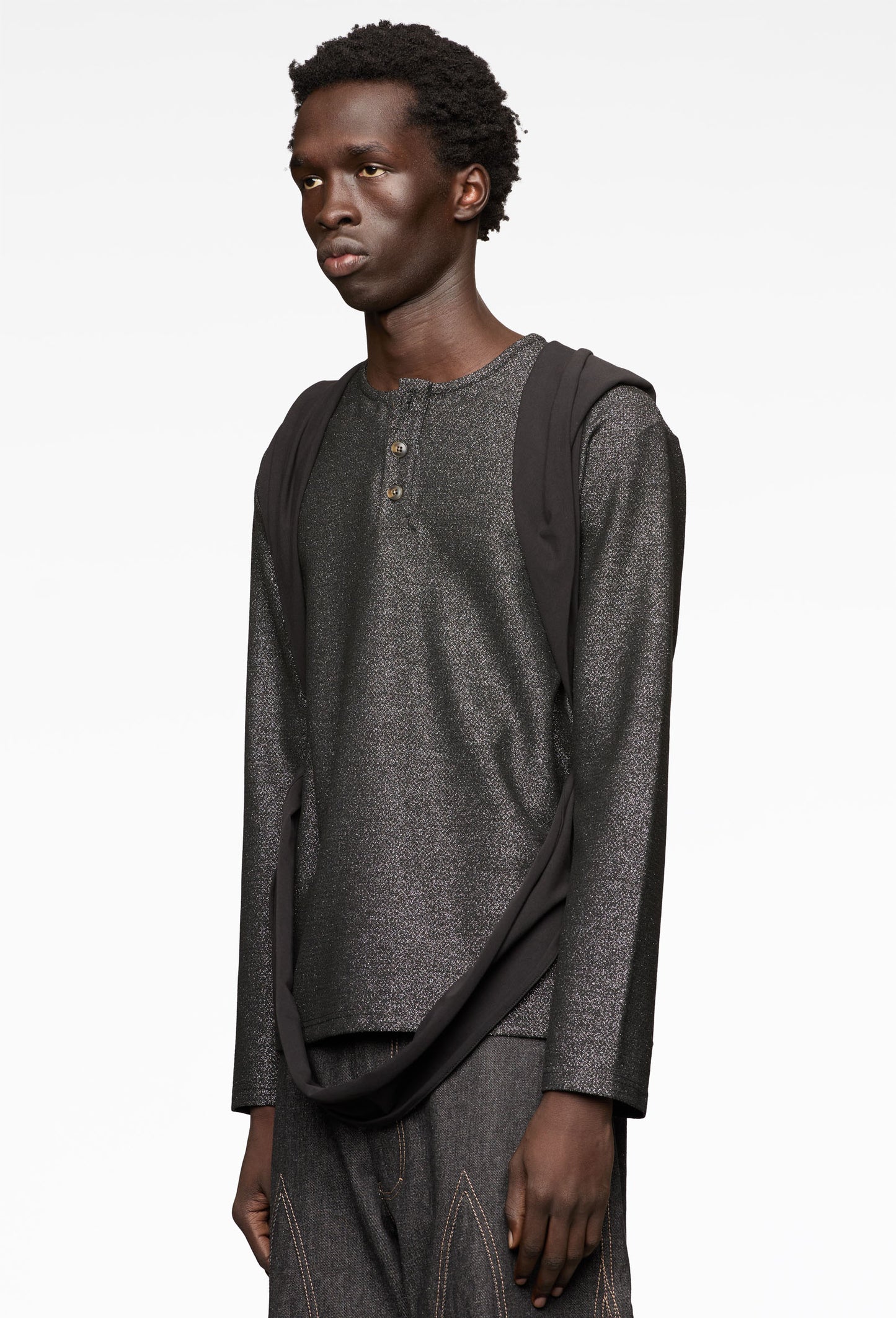 Silver-Metal Lifted Henley