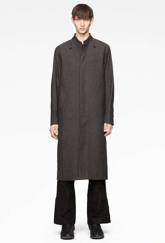 Slub Grey Collarless Coat