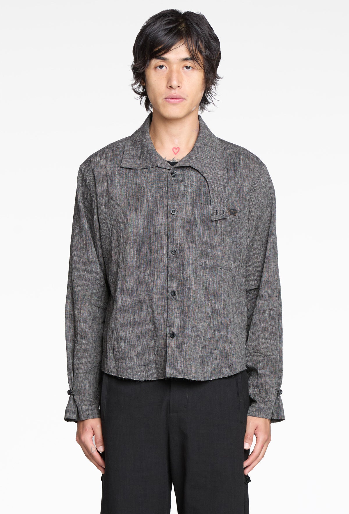 Stripe Modular Collar Work Shirt