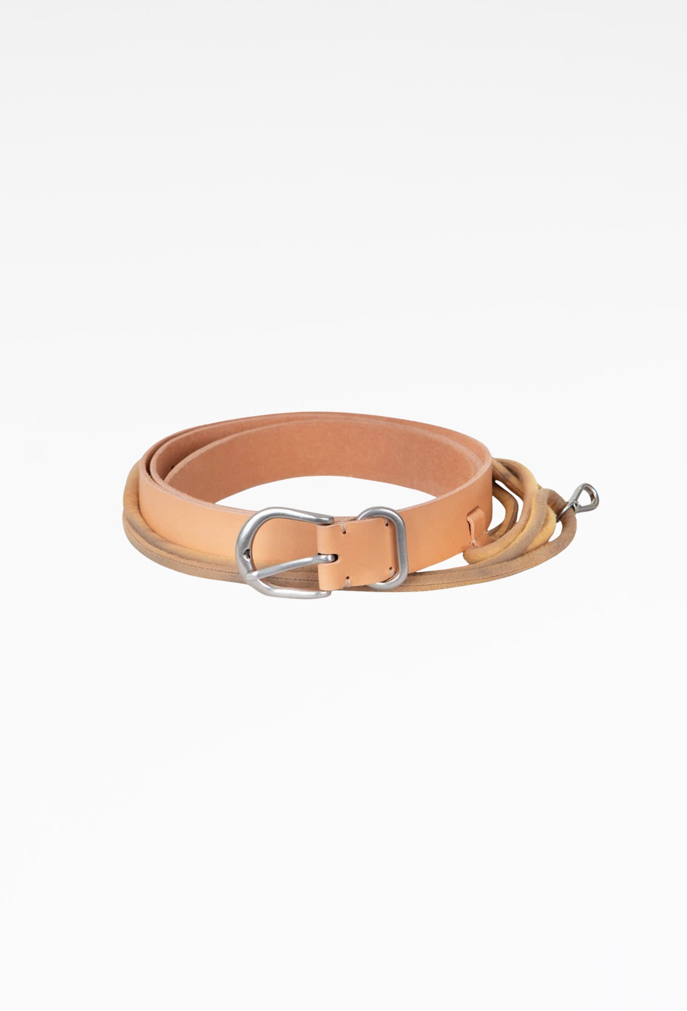 Tan Sun-Bleached String Detailed Leather Belt