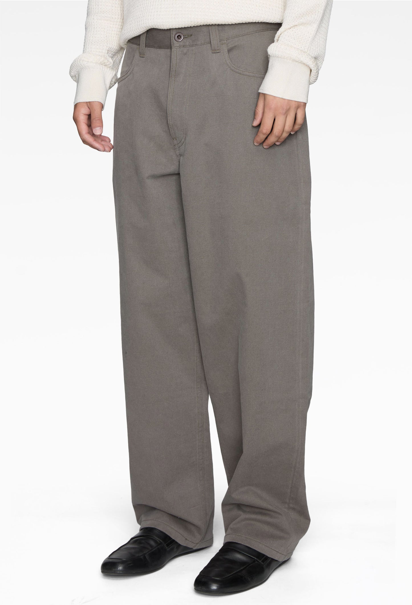 Taupe Tyler Wide-Leg Pants in Cotton Nep
