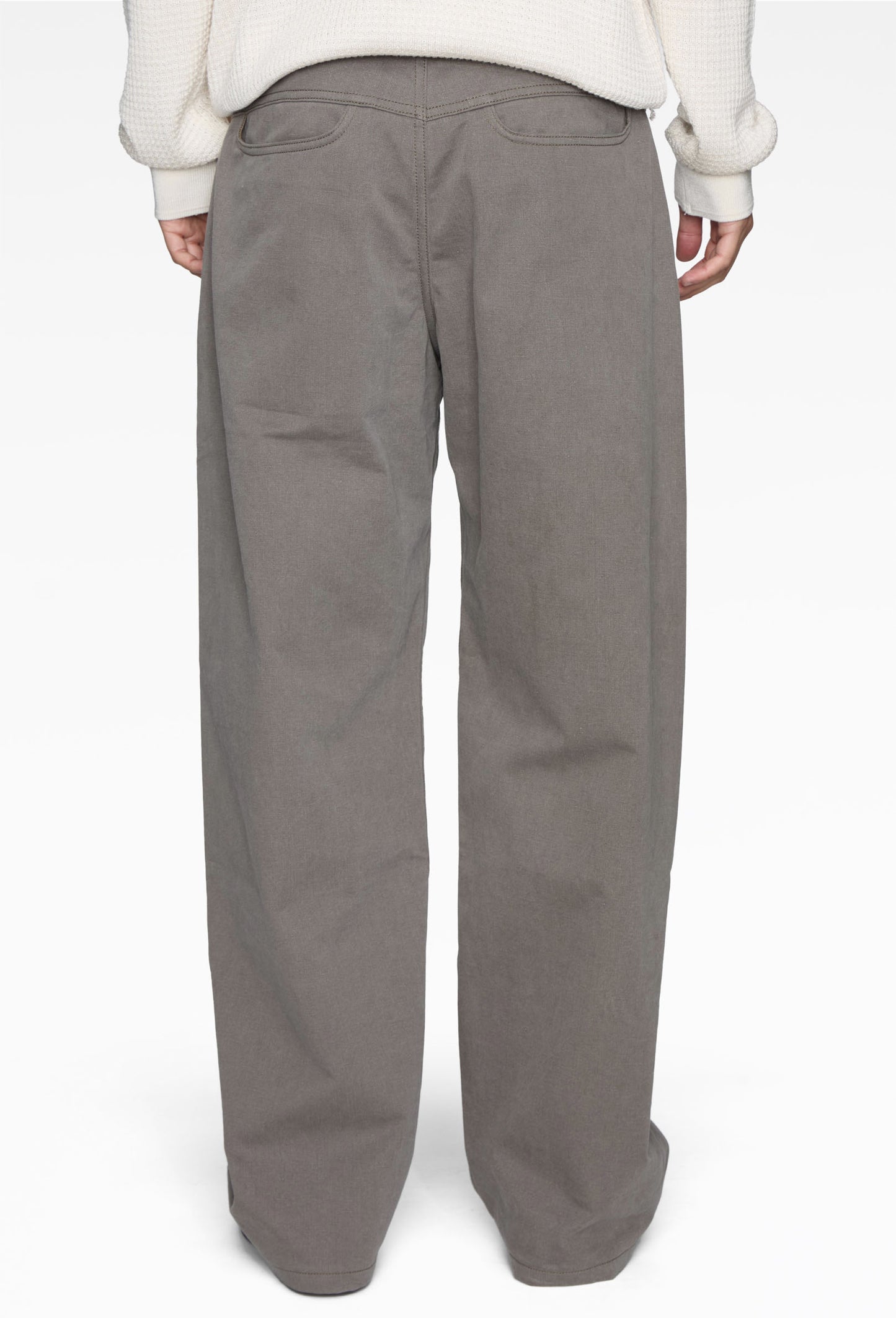 Taupe Tyler Wide-Leg Pants in Cotton Nep
