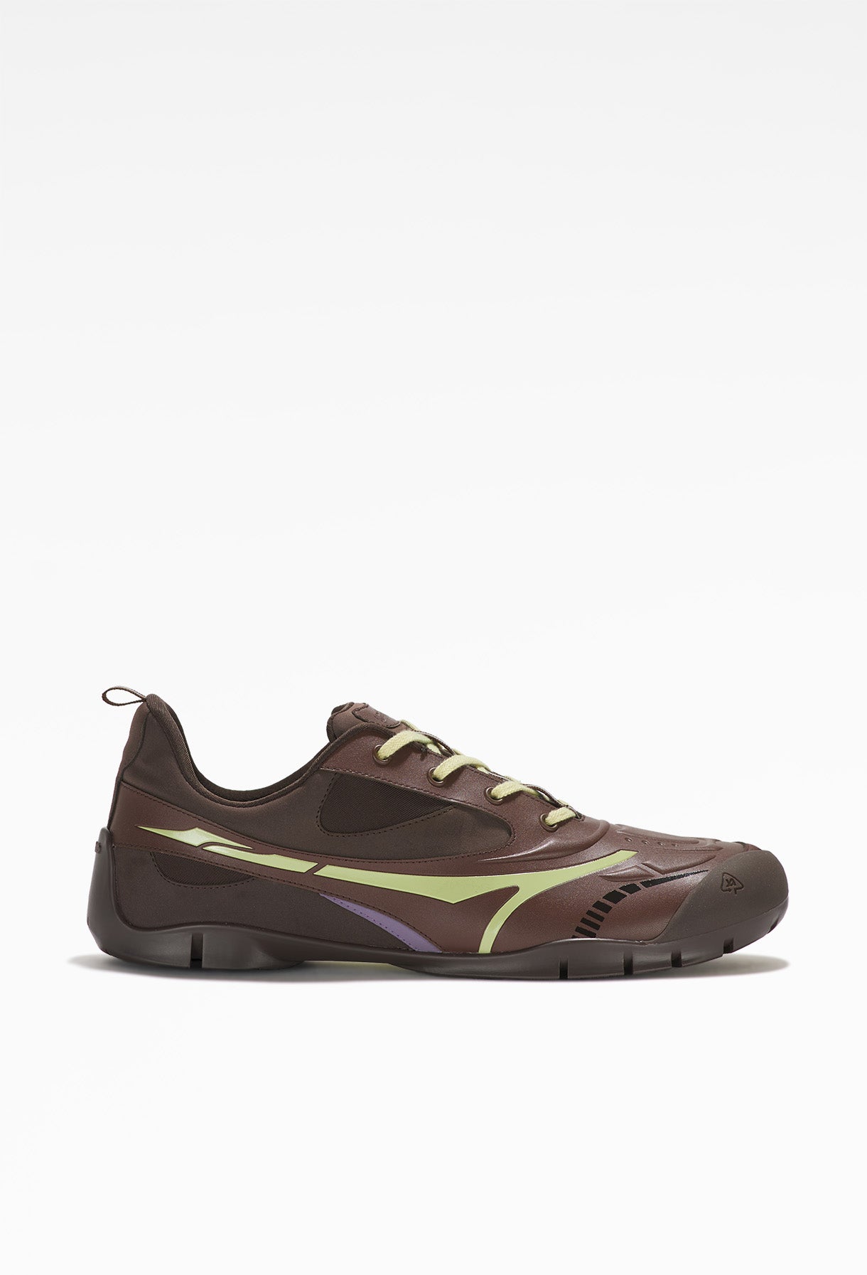 untitlab - Brown Swift Trek Lace Ups Sneakers Faux-suede accents, black sole, and laces in side view