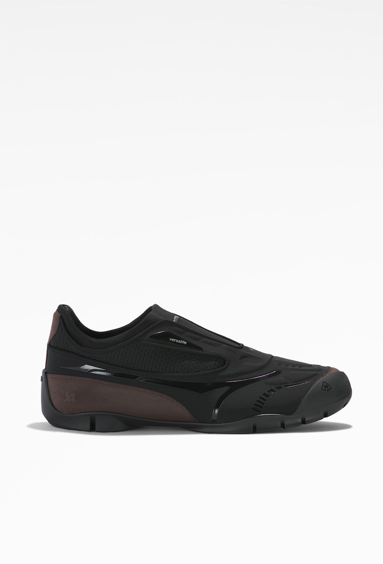 untitlab - Black/Brown Swift Trek Slip On Trainers  
Sleek design, minimal details, textured sole, low-top sneakers, casual outing, versatile footwear