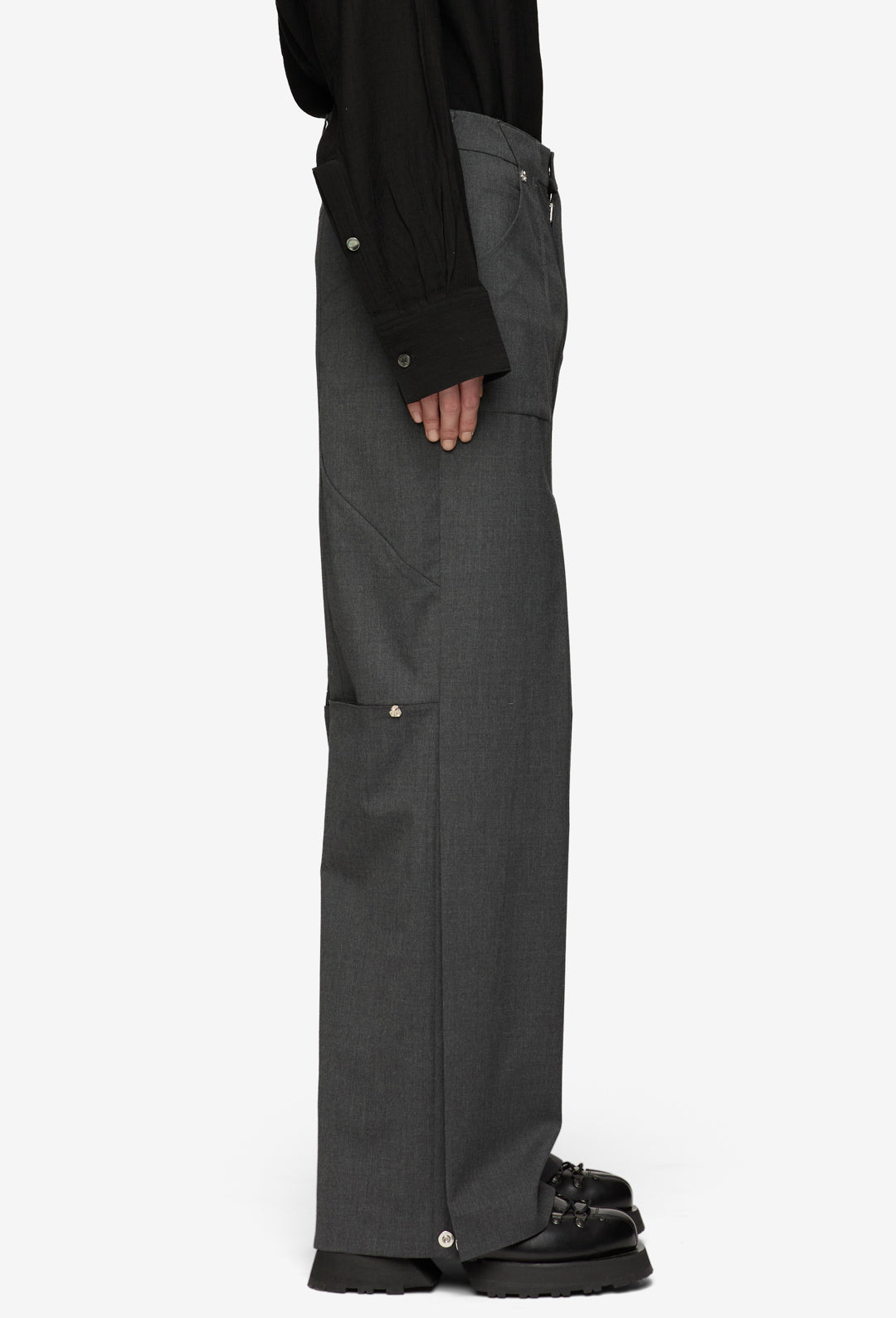 Volcanic Ash Side Pleats Wool Trousers