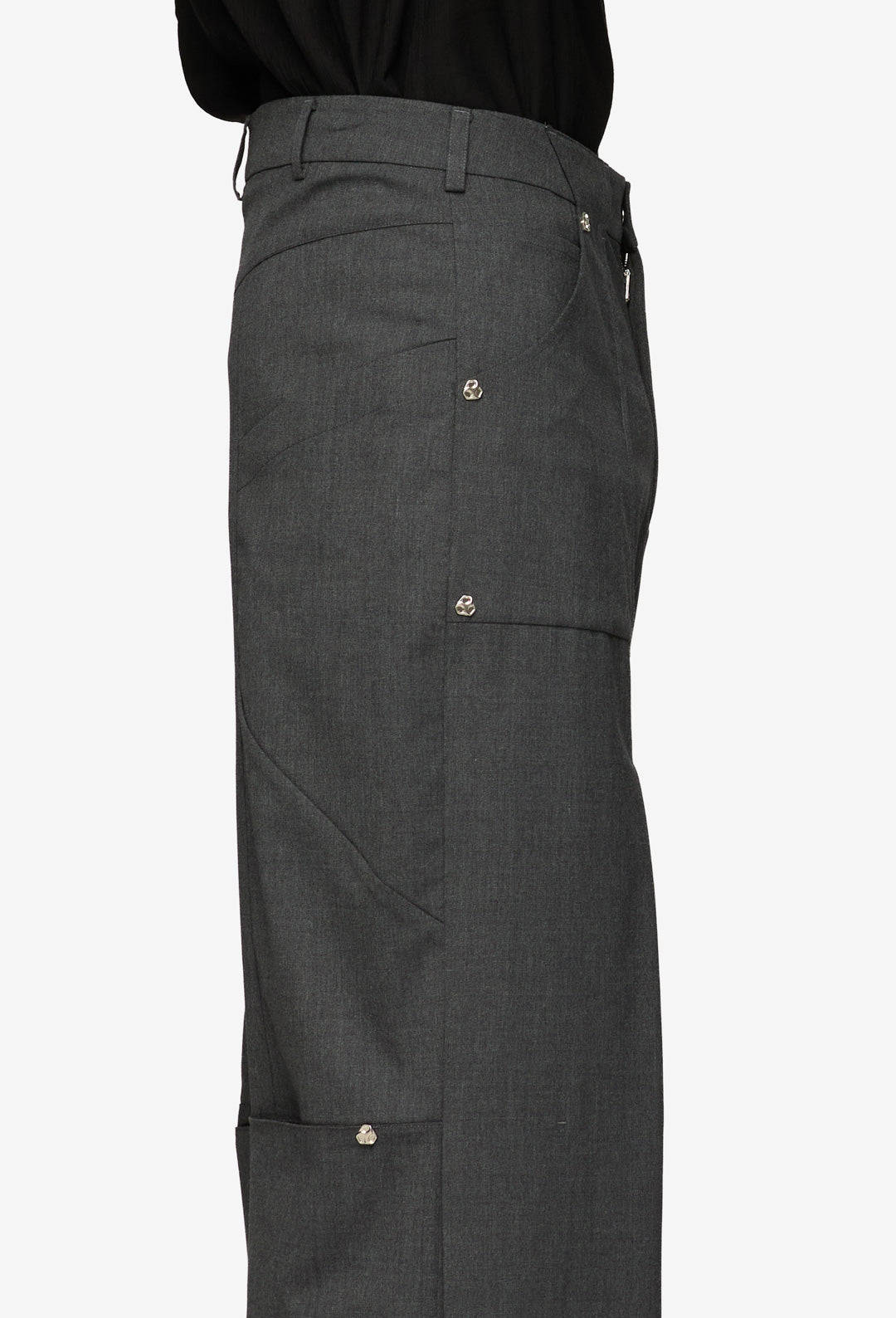 Volcanic Ash Side Pleats Wool Trousers