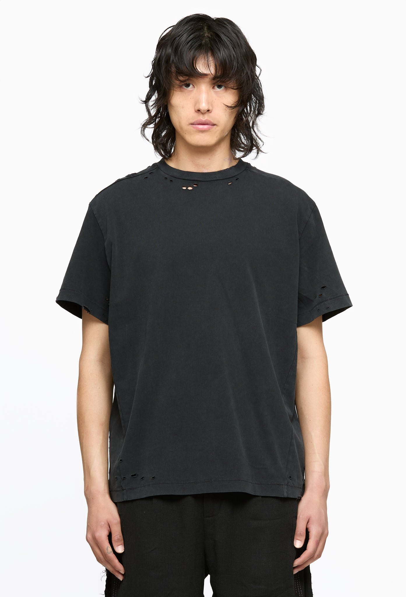 Washed Black Destroyed Tee