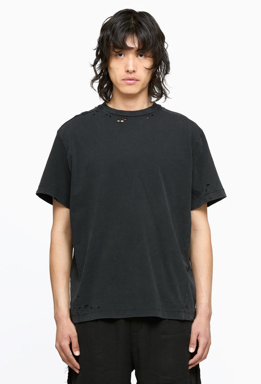 Washed Black Destroyed Tee