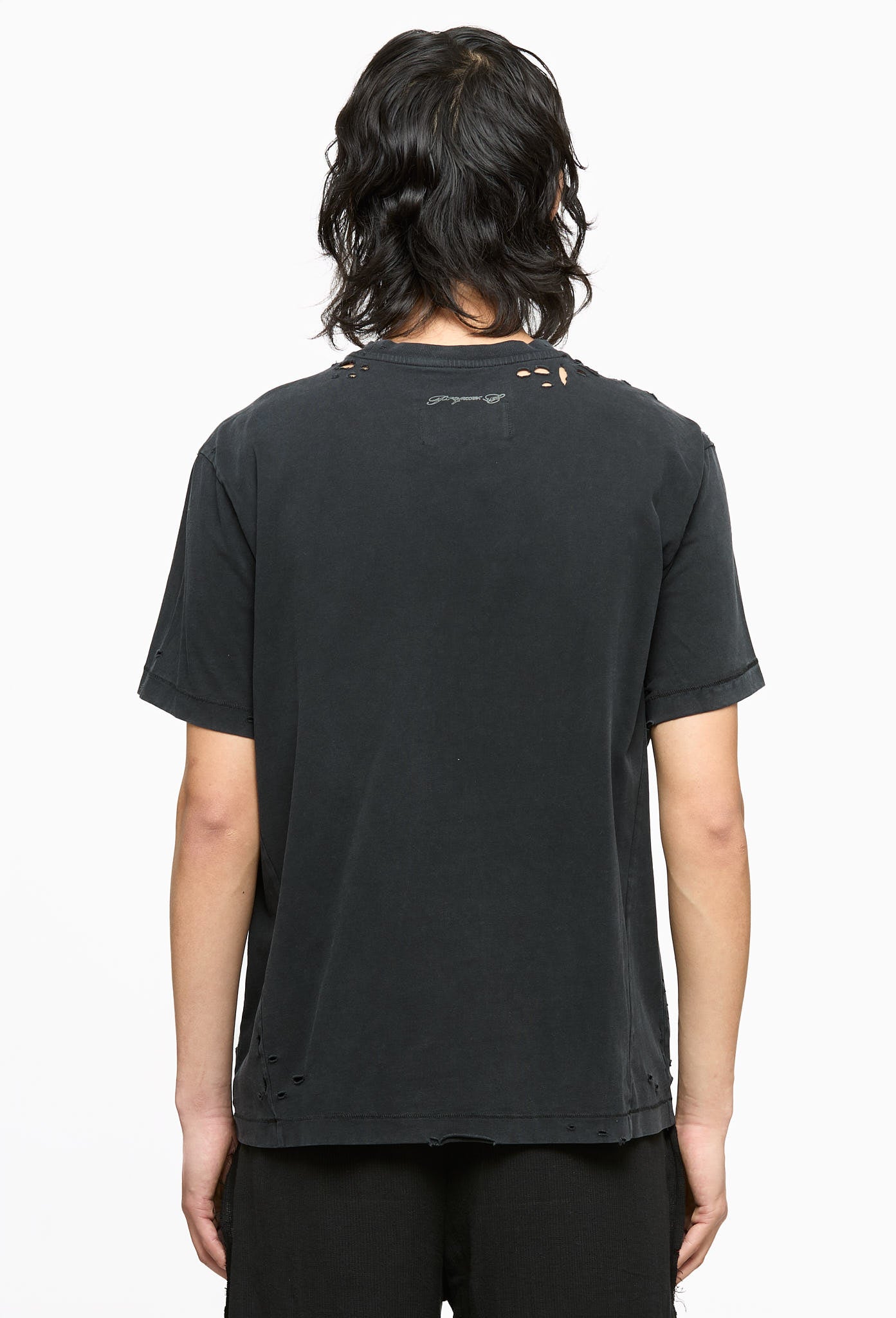 Washed Black Destroyed Tee
