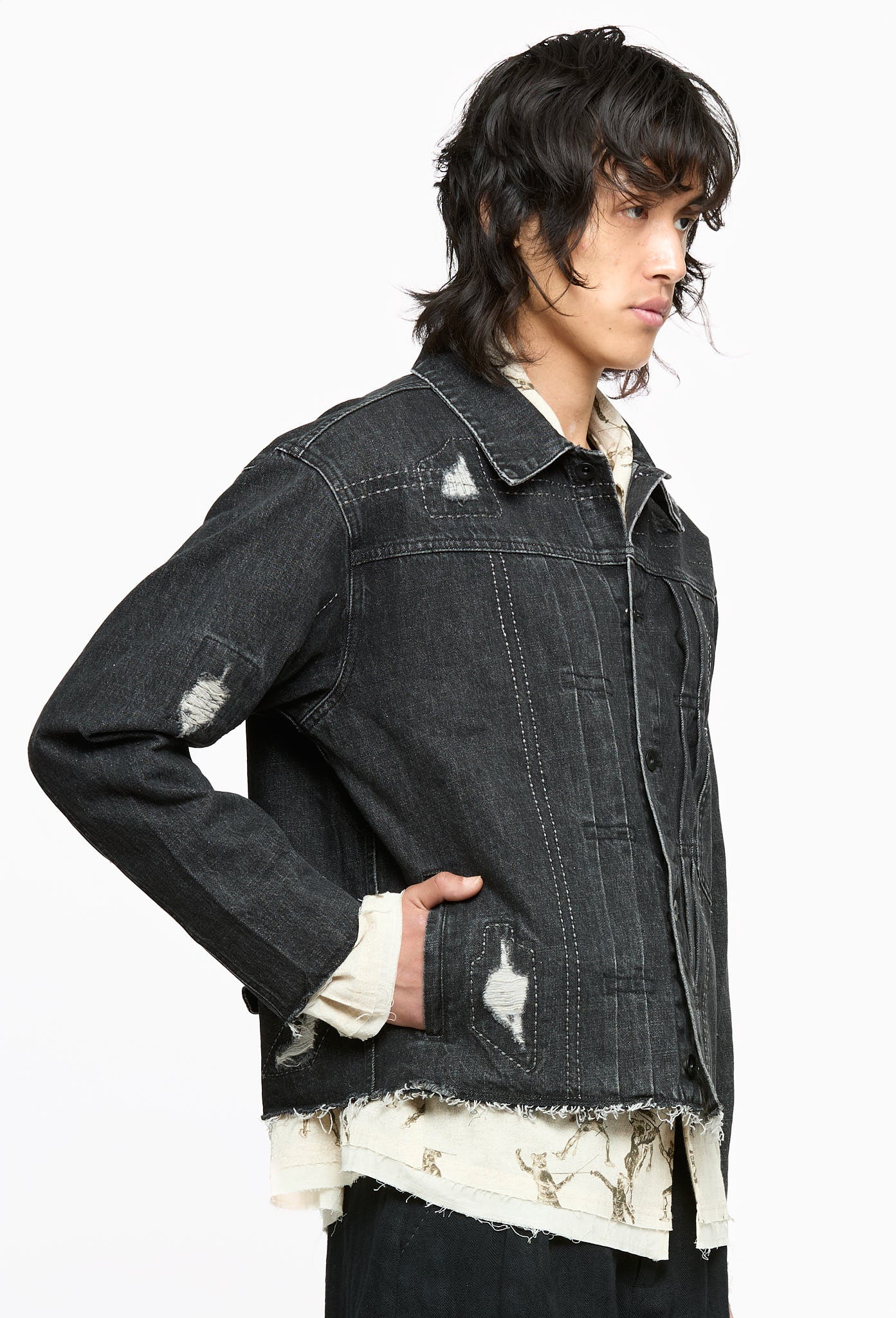 Washed Black Repaired Jacket