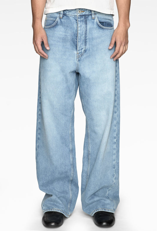 Washed Blue Steve Wide-Leg Denim Jeans