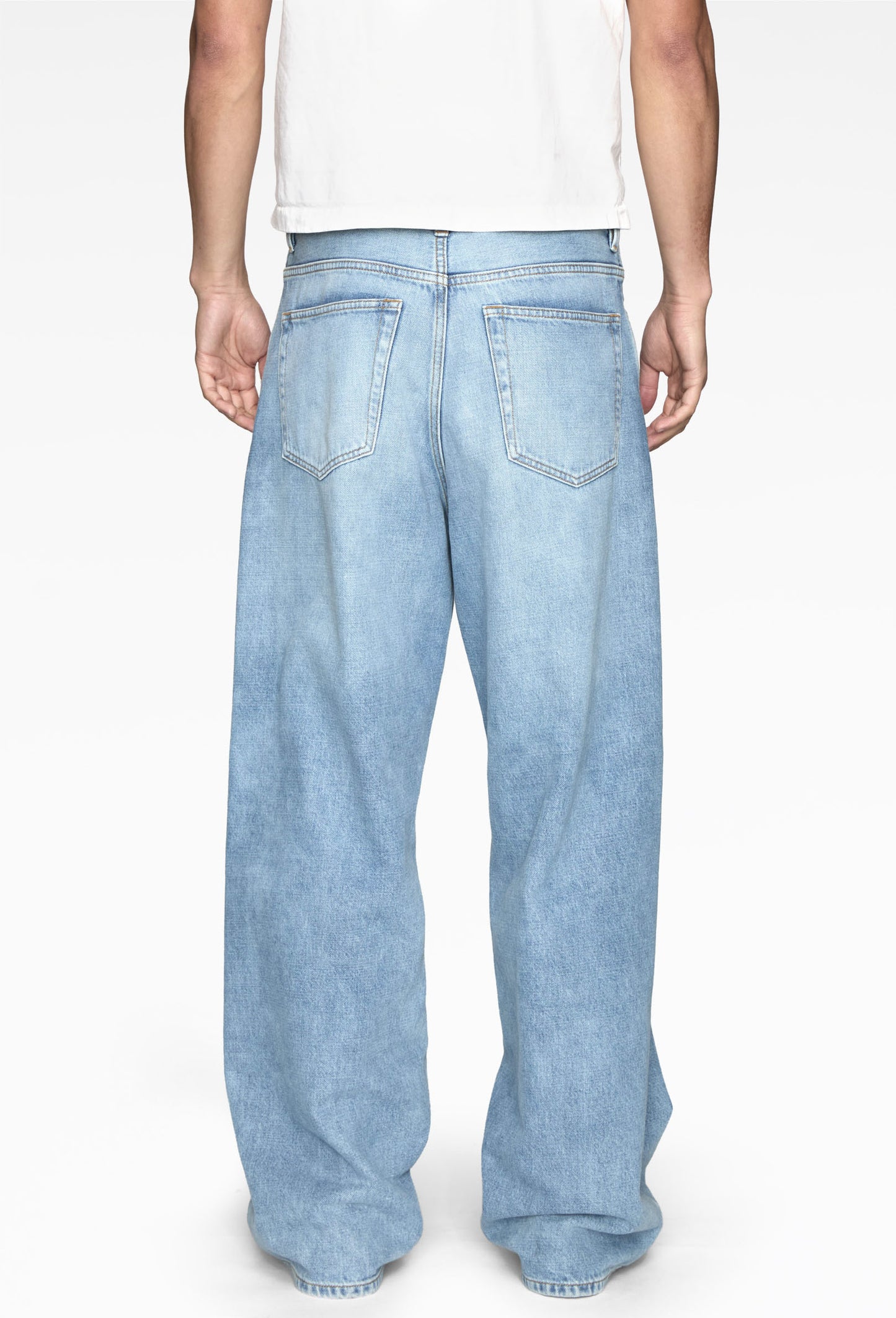 Washed Blue Steve Wide-Leg Denim Jeans
