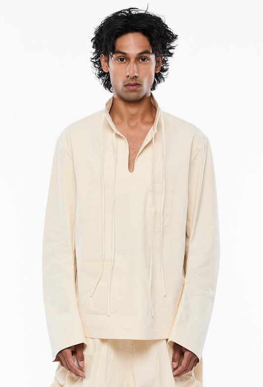 Off-White Bent-Arm Pullover