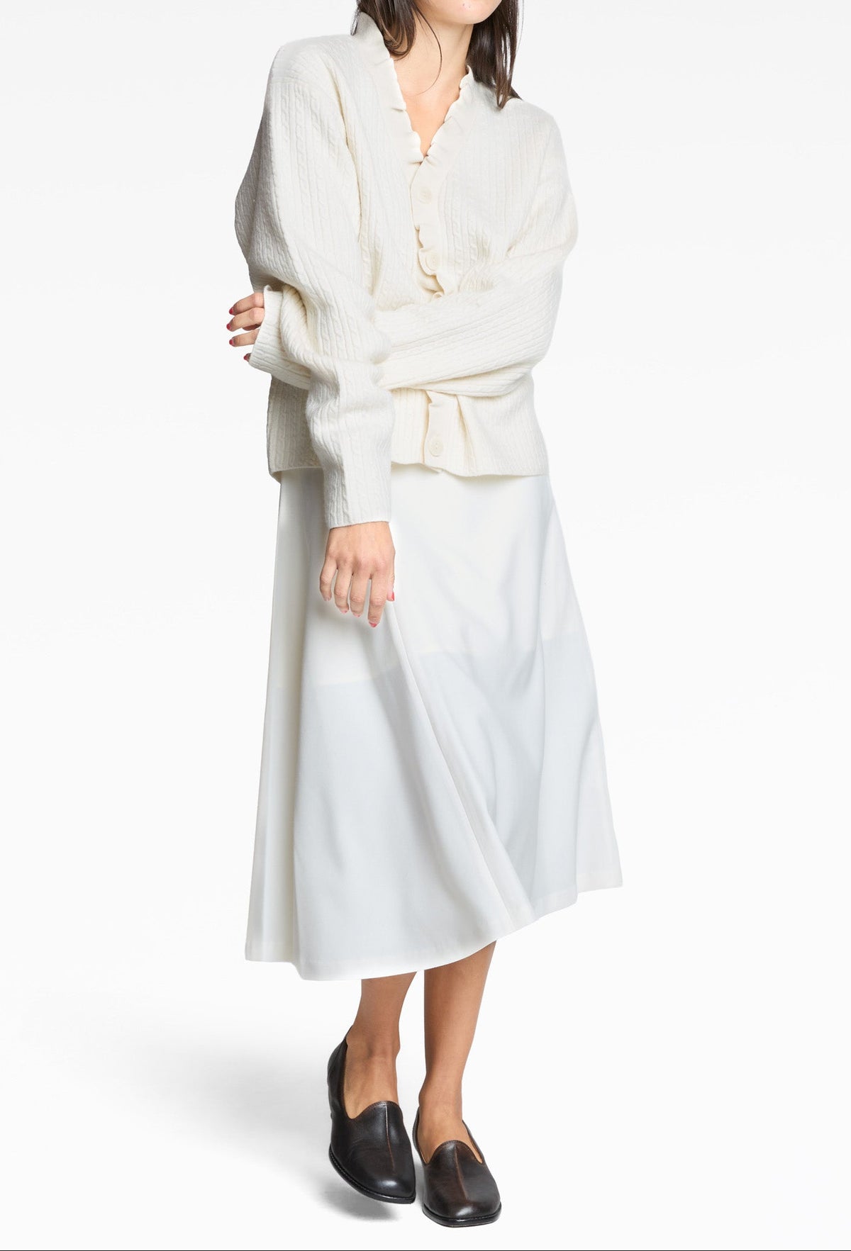 White Midi Woven Skirt