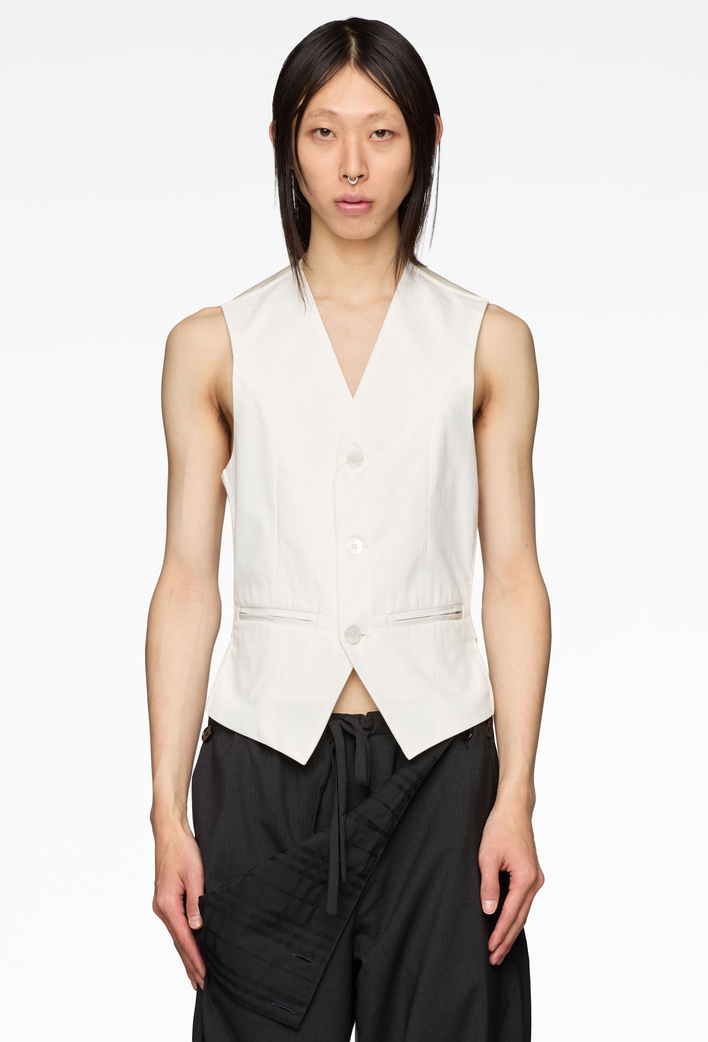 White T-Shirt Suit Vest