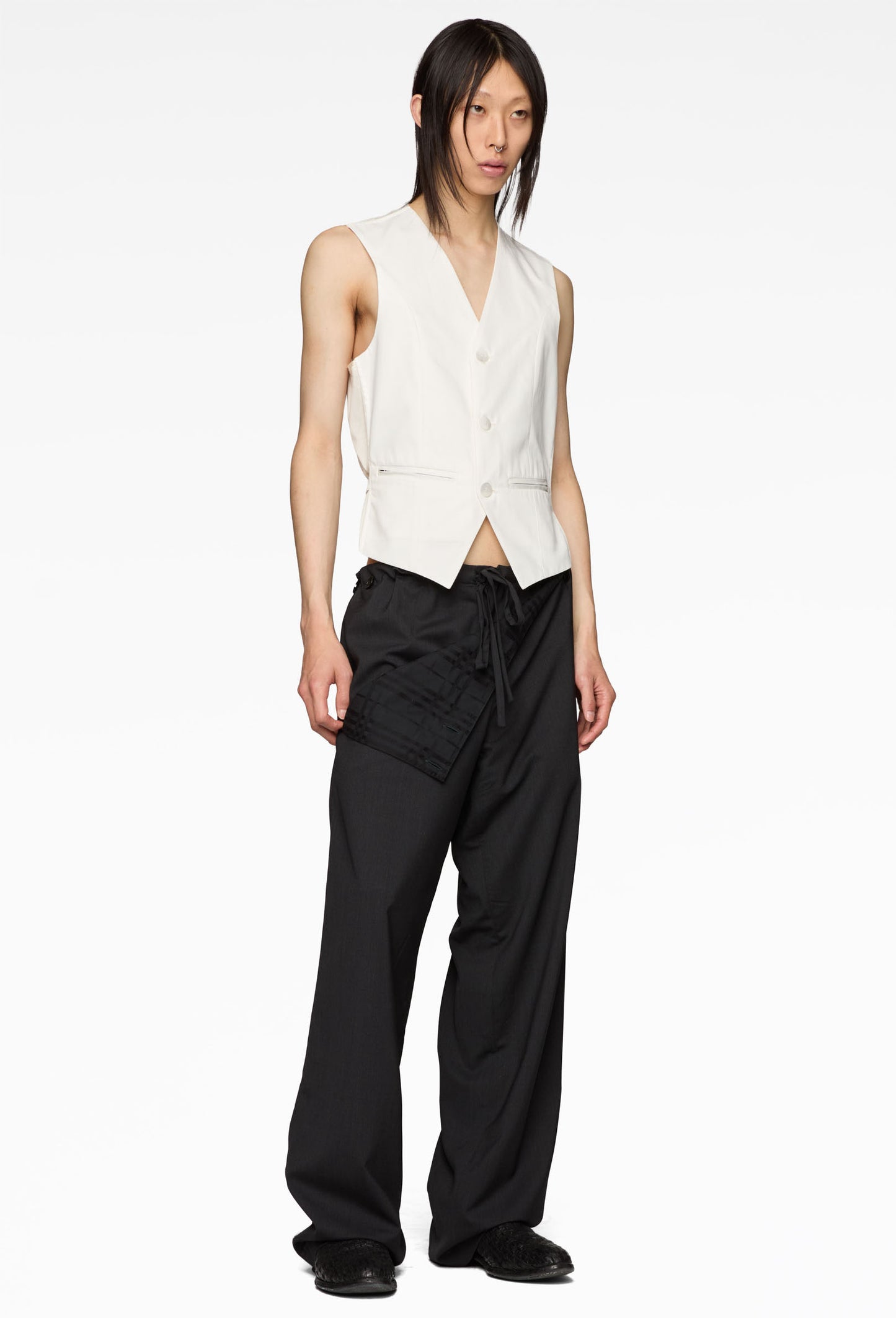 White T-Shirt Suit Vest
