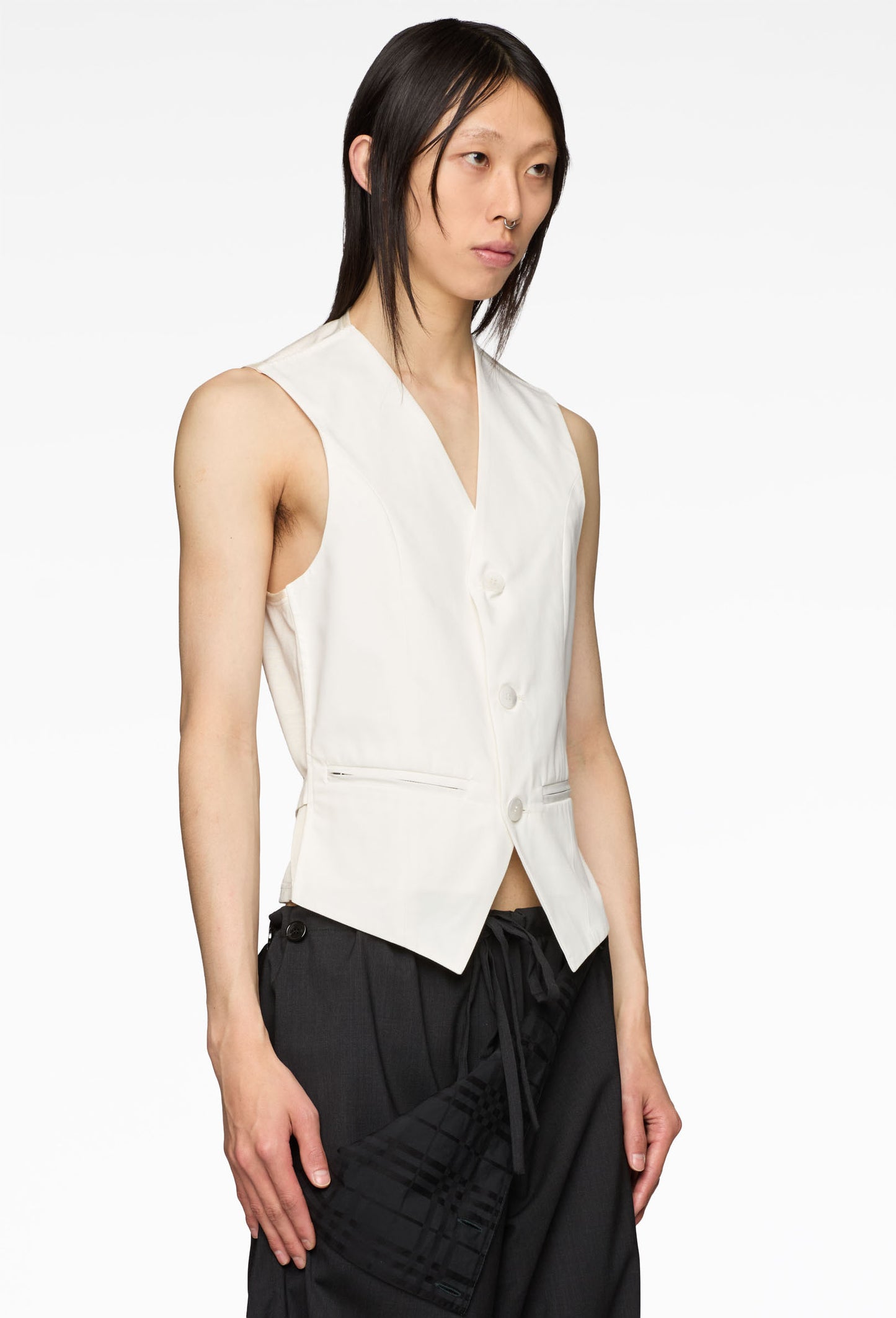 White T-Shirt Suit Vest