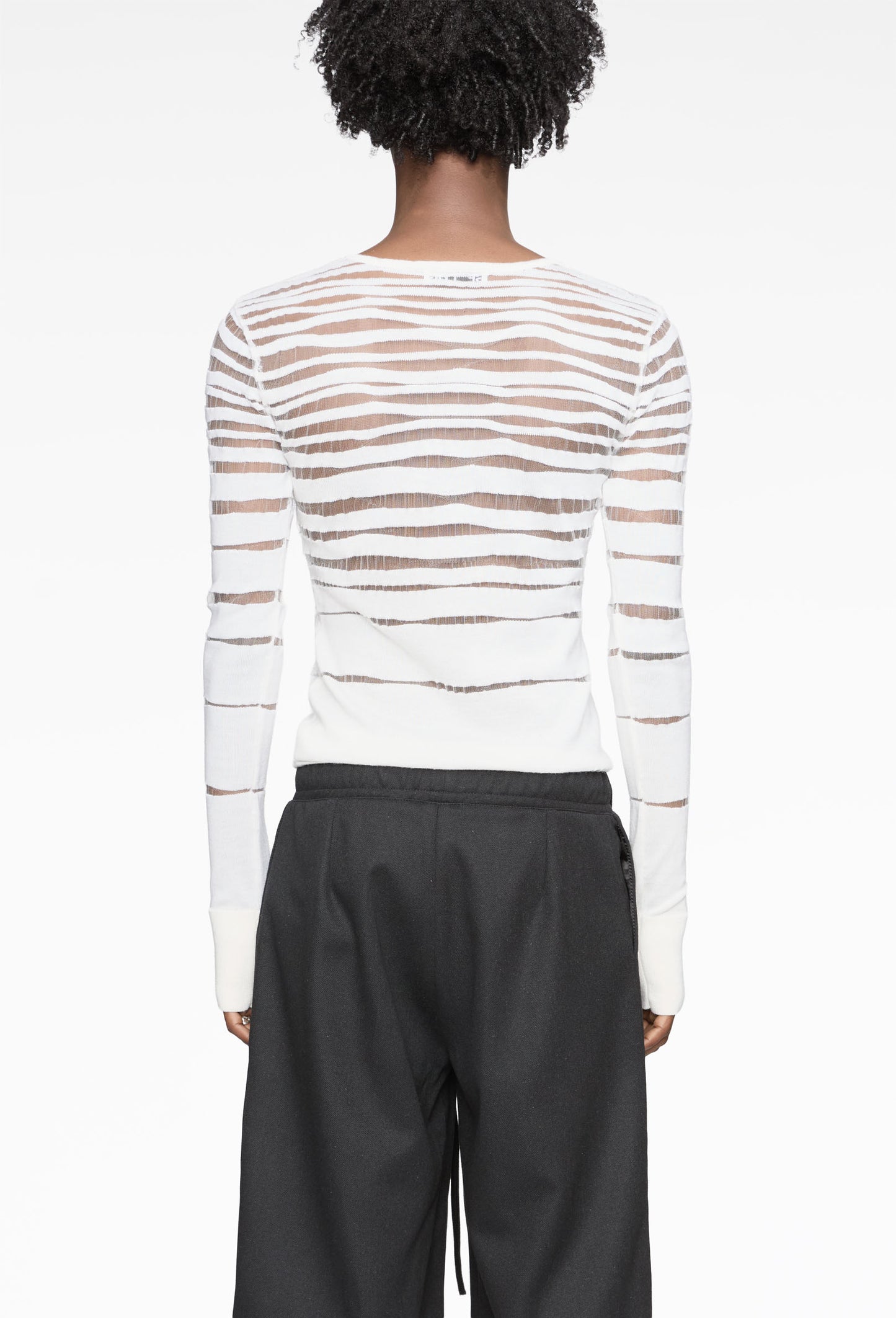 White Transparent Henley Longsleeve
