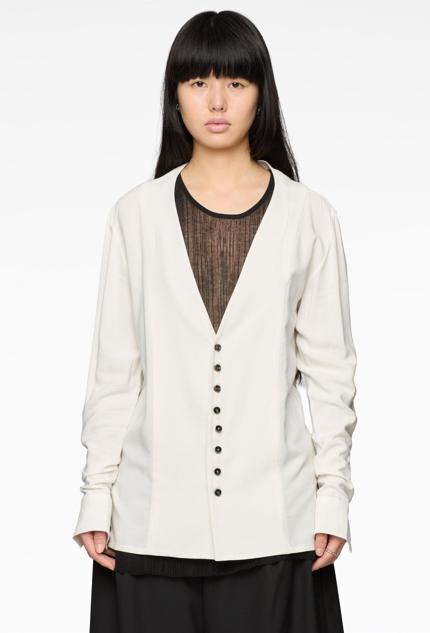 White V-Collar Shirt