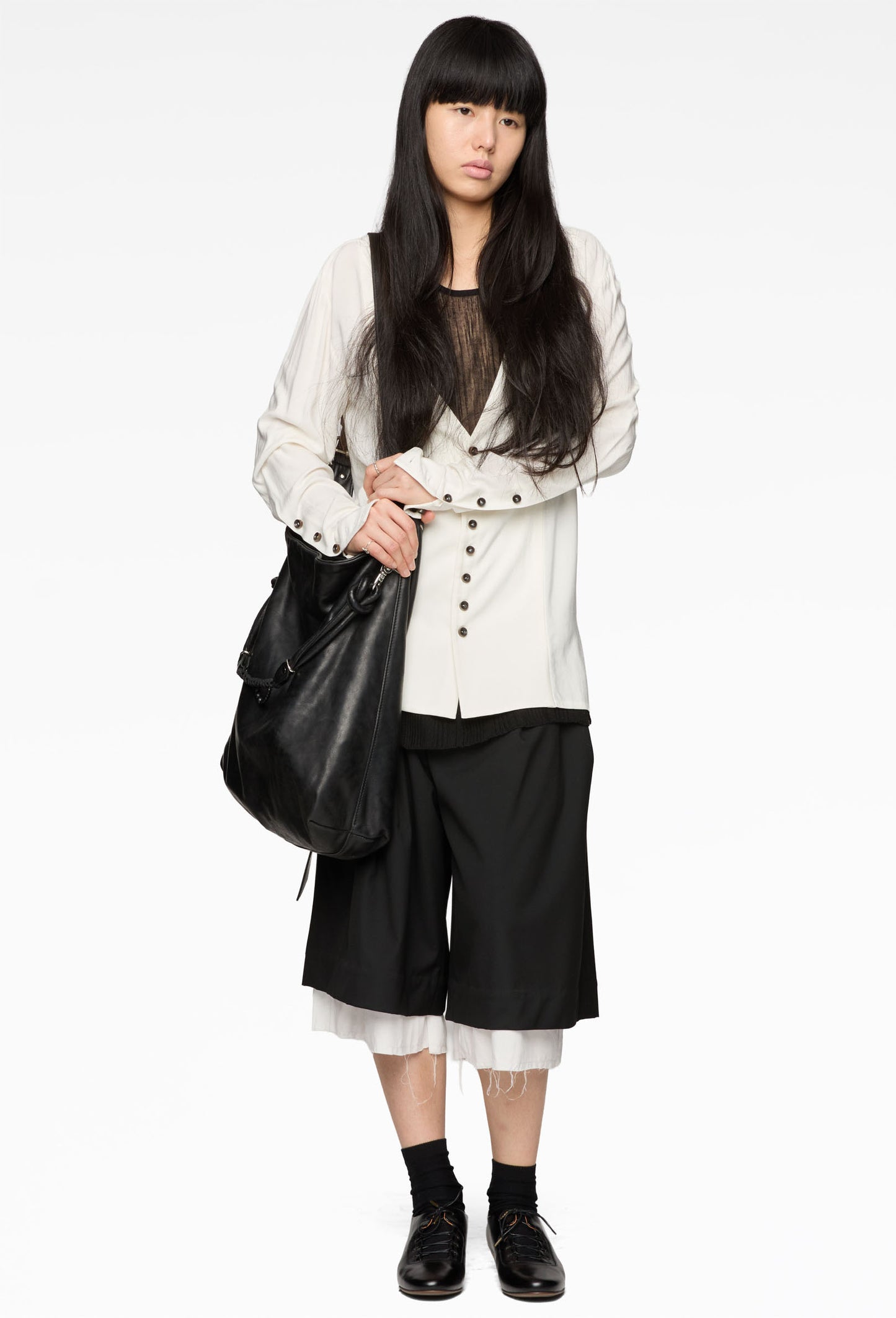 White V-Collar Shirt