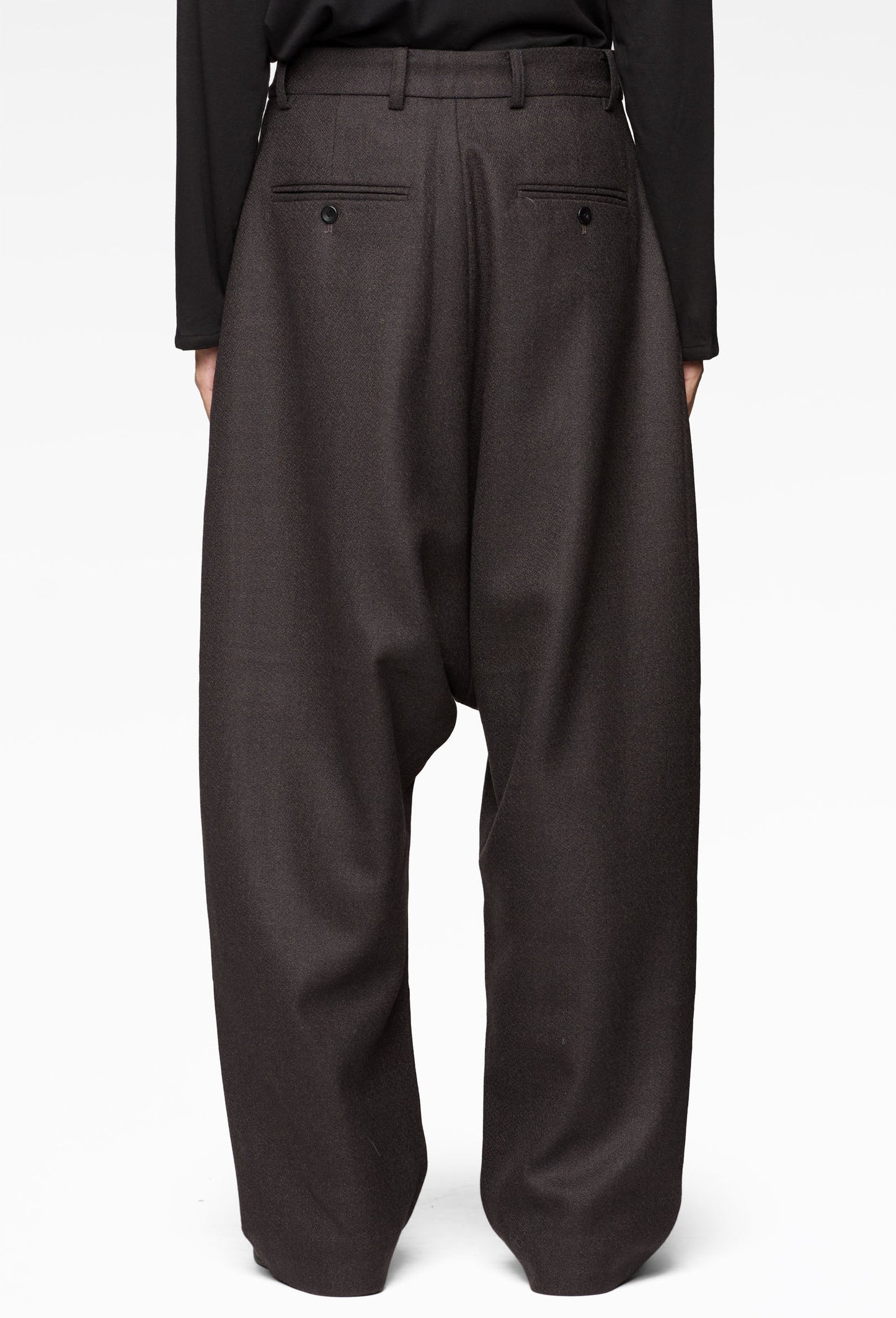 Wool Buttoned Sarrouel Trousers