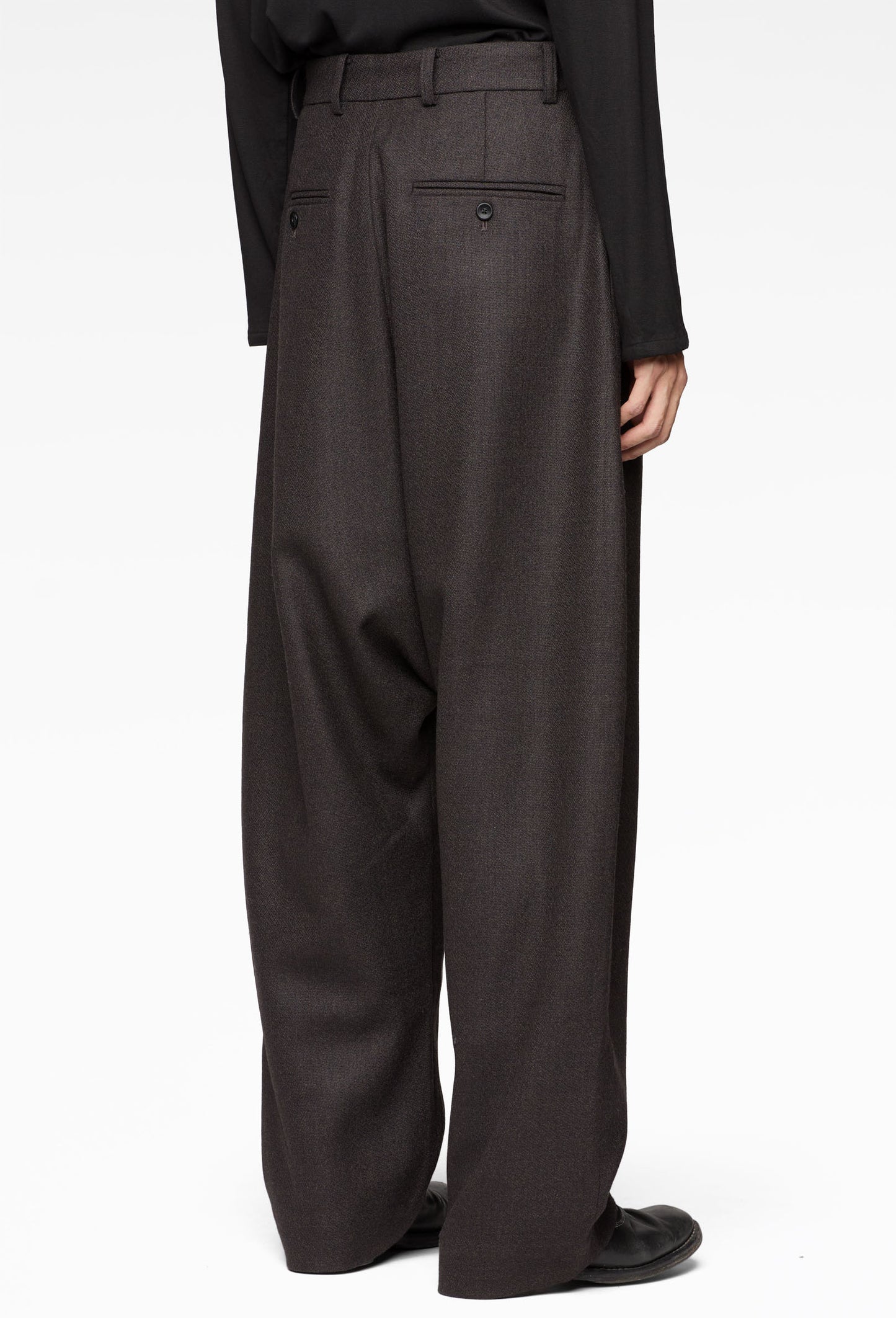 Wool Buttoned Sarrouel Trousers