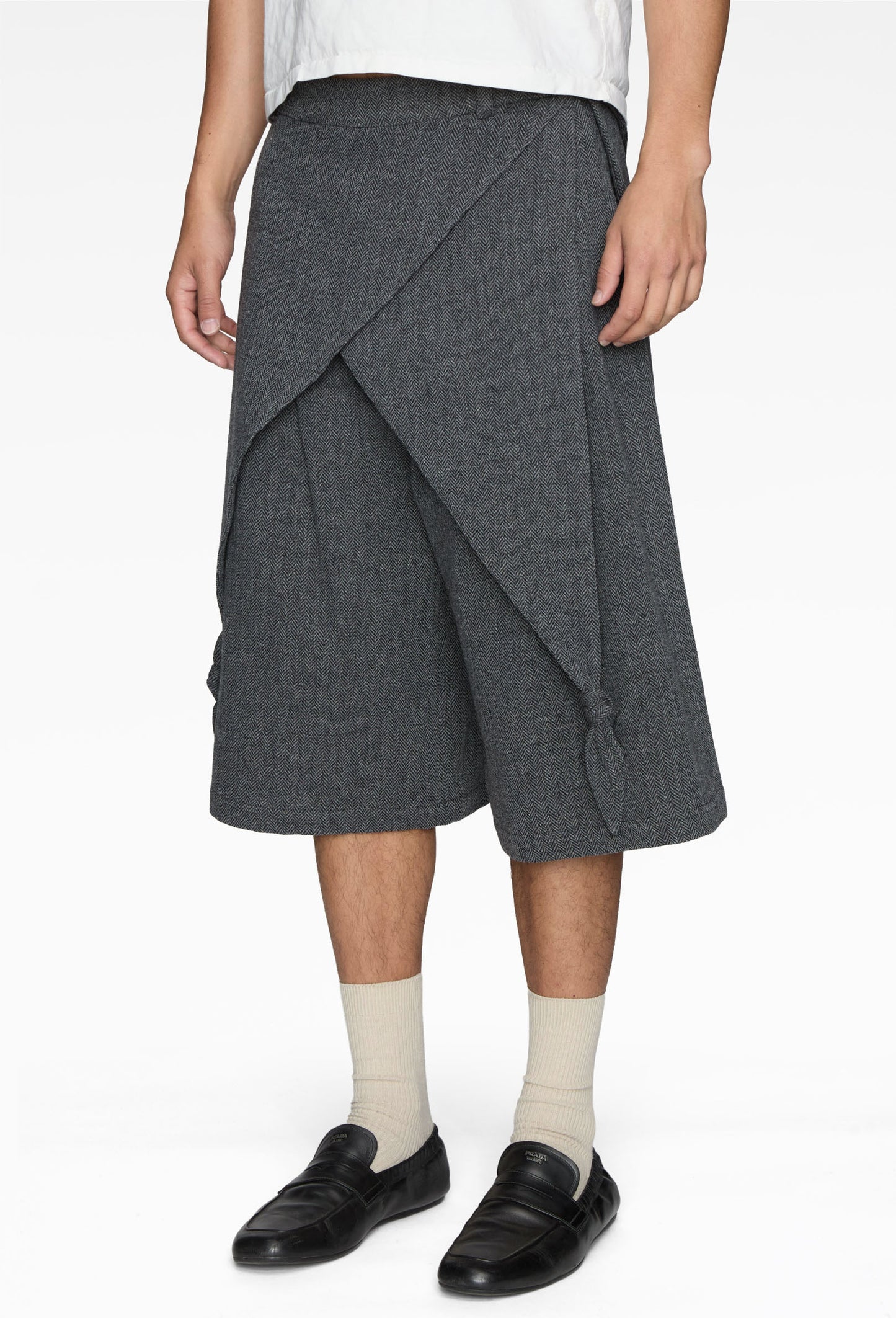 Wool Grey Drops Bermuda Shorts