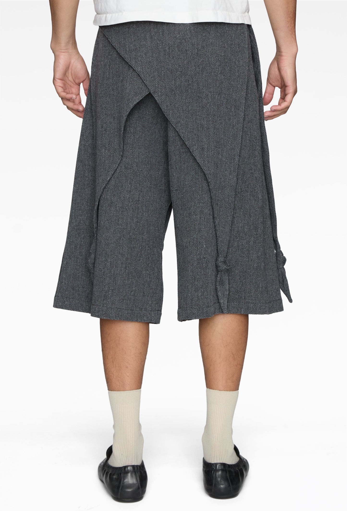Wool Grey Drops Bermuda Shorts