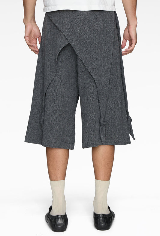 Wool Grey Drops Bermuda Shorts