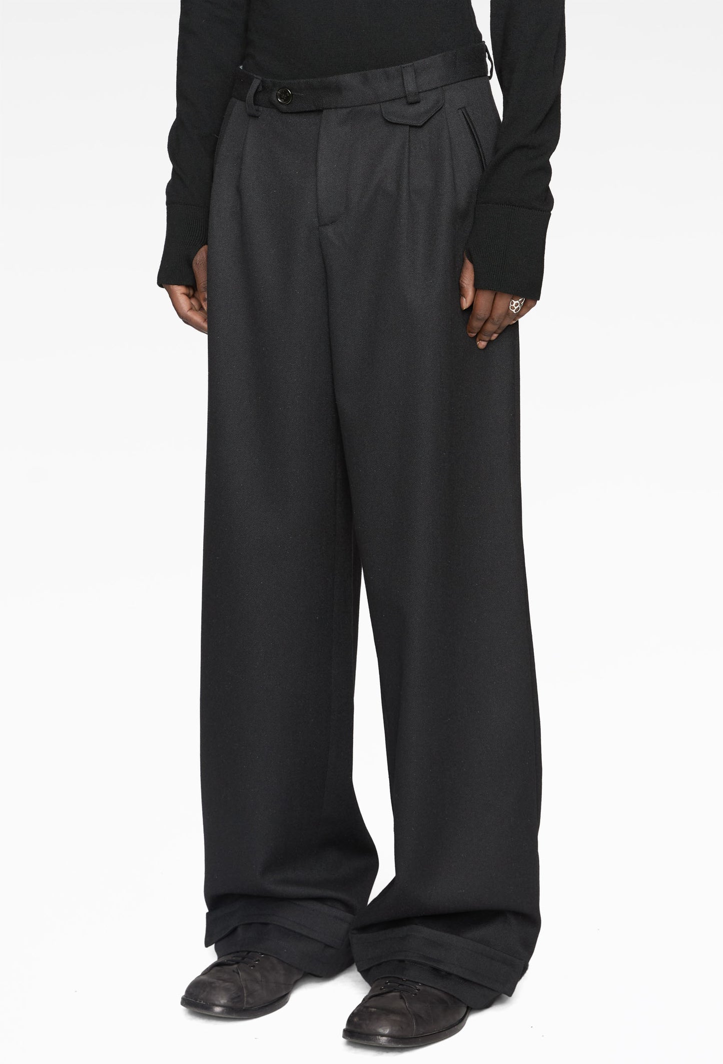 Wool Silk Wide Suit Pants