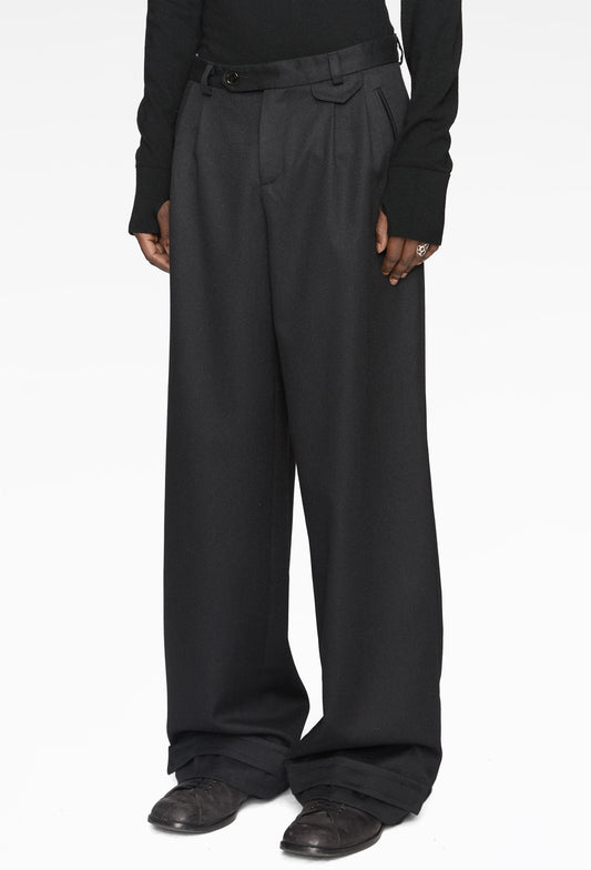 Wool Silk Wide Suit Pants