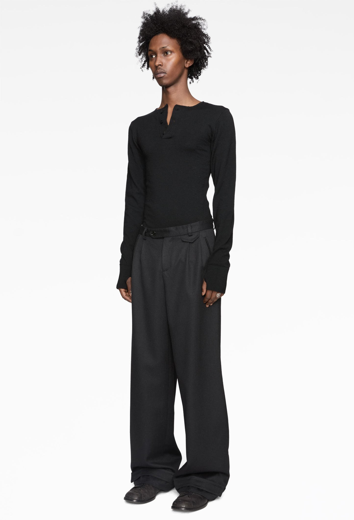 Wool Silk Wide Suit Pants