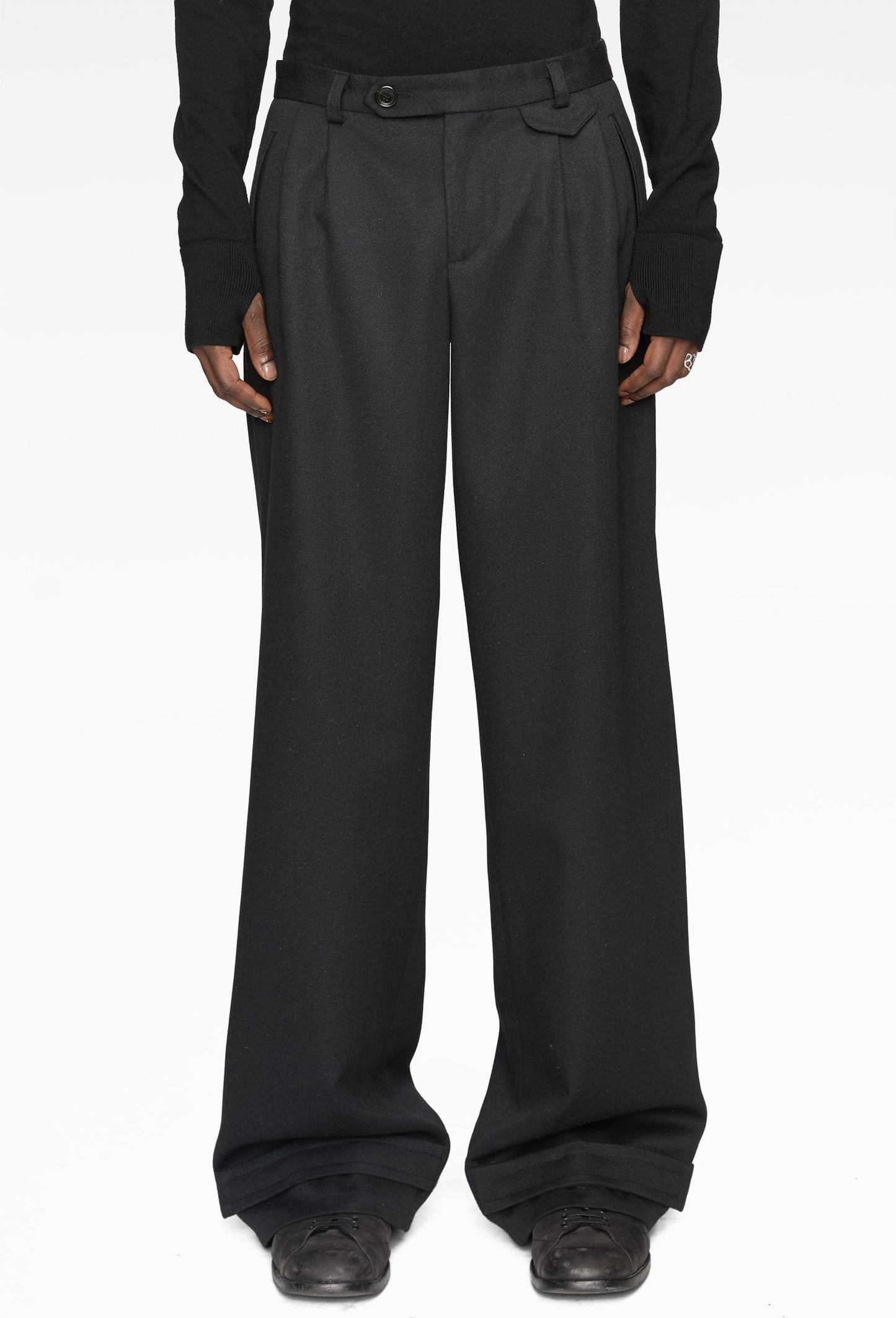 Wool Silk Wide Suit Pants